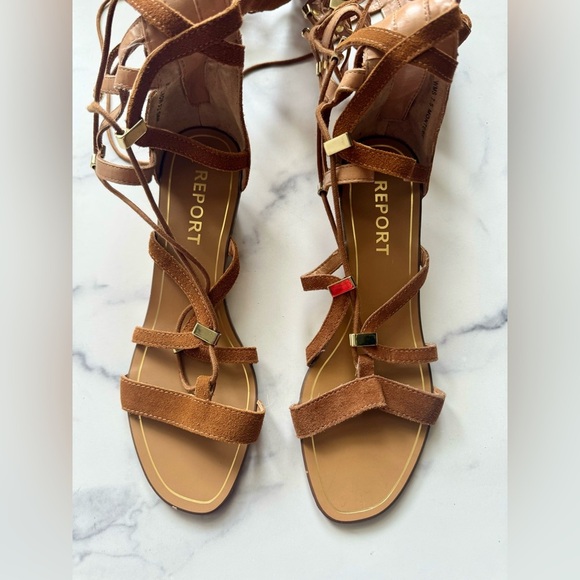 NEW Report Signature Monterie Tan Suede Tall Gladiator Wedge Sandals, Size 7.5 - Picture 4 of 5
